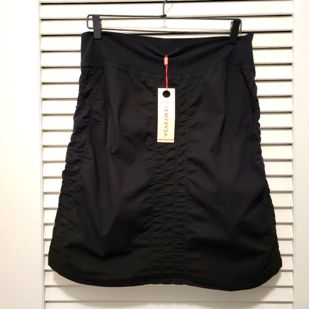 XCVI Core by Wearables The Trace Skirt Women's Skirt size Large Black Ruched NWT